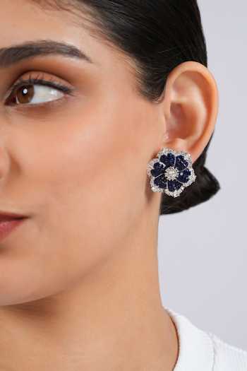 Buy Cao Jewellery Blue Bloom Stud Earrings Online at Aza Fashions Buy_Cao Jewellery_Blue Bloom Stud Earrings _Online_at_Aza_Fashions