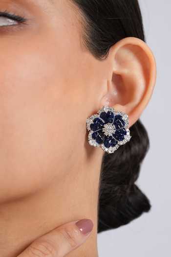 Shop Cao Jewellery Blue Bloom Stud Earrings Online at Aza Fashions Shop_Cao Jewellery_Blue Bloom Stud Earrings _Online_at_Aza_Fashions