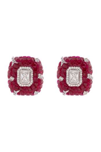 Cao Jewellery Crimson Cushion Stud Earrings 