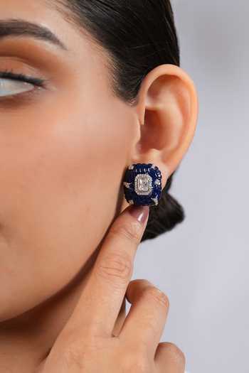 Buy Cao Jewellery Blue Midnight Shine Stud Earrings Online at Aza Fashions Buy_Cao Jewellery_Blue Midnight Shine Stud Earrings _Online_at_Aza_Fashions