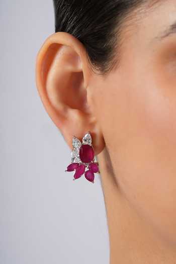 Buy Cao Jewellery Red Petal Stud Earrings Online at Aza Fashions Buy_Cao Jewellery_Red Petal Stud Earrings _Online_at_Aza_Fashions