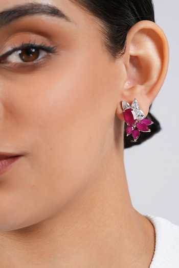 Shop Cao Jewellery Red Petal Stud Earrings Online at Aza Fashions Shop_Cao Jewellery_Red Petal Stud Earrings _Online_at_Aza_Fashions