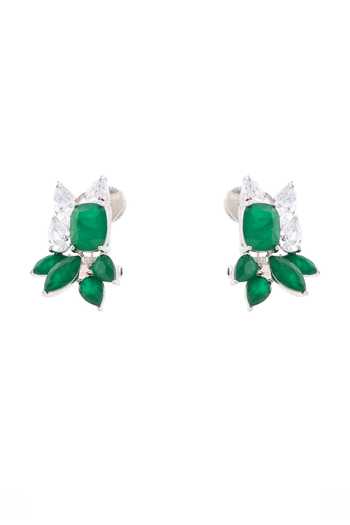 Cao Jewellery Green Petal Stud Cluster Earrings 