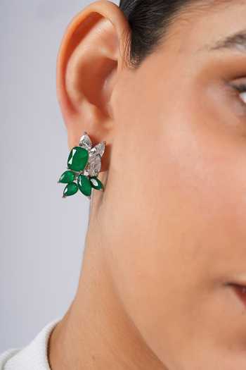 Buy Cao Jewellery Green Petal Stud Cluster Earrings Online at Aza Fashions Buy_Cao Jewellery_Green Petal Stud Cluster Earrings _Online_at_Aza_Fashions