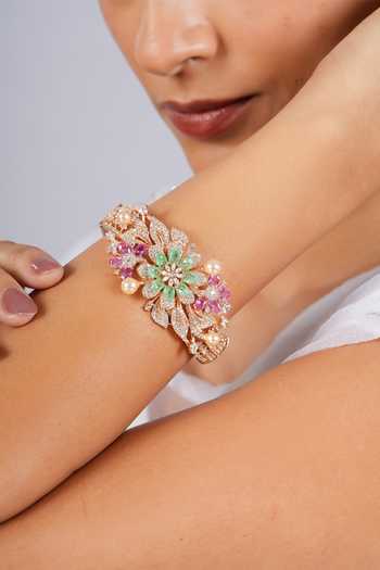 Buy Cao Jewellery Multi Color Garden Bloom Embellished Bracelet Online at Aza Fashions Buy_Cao Jewellery_Multi Color Garden Bloom Embellished Bracelet _Online_at_Aza_Fashions