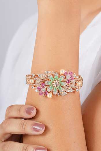 Shop Cao Jewellery Multi Color Garden Bloom Embellished Bracelet Online at Aza Fashions Shop_Cao Jewellery_Multi Color Garden Bloom Embellished Bracelet _Online_at_Aza_Fashions
