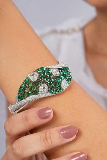 Buy Cao Jewellery Green Emerald Wave Bracelet Online at Aza Fashions Buy_Cao Jewellery_Green Emerald Wave Bracelet _Online_at_Aza_Fashions