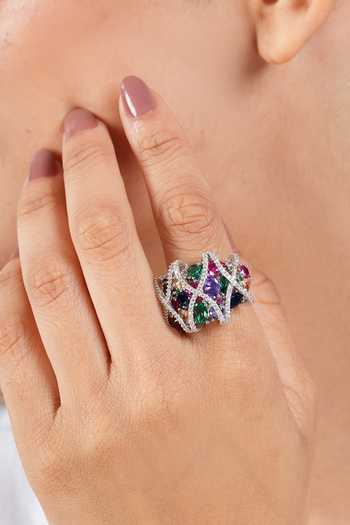Buy Cao Jewellery Multi Color Prism Luxe Embellished Ring Online at Aza Fashions Buy_Cao Jewellery_Multi Color Prism Luxe Embellished Ring _Online_at_Aza_Fashions