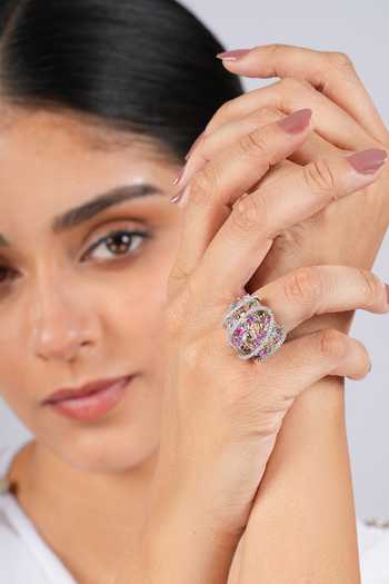 Cao Jewellery Pave Pastel Spark Embellished Ring 