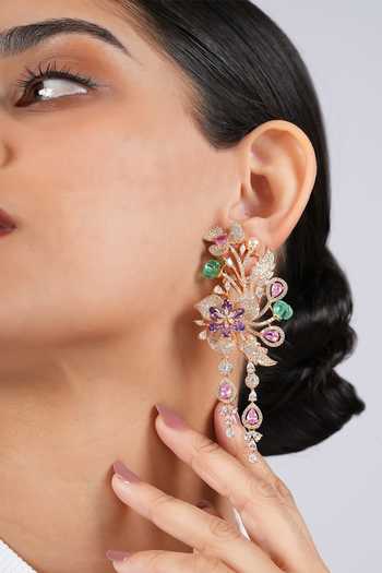Shop Cao Jewellery Multi Color Long Foresta Drop Earrings Online at Aza Fashions Shop_Cao Jewellery_Multi Color Long Foresta Drop Earrings _Online_at_Aza_Fashions