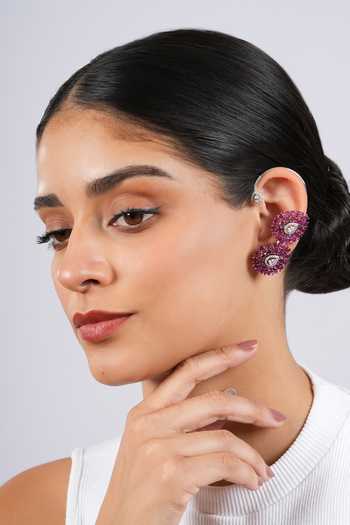Shop Cao Jewellery Purple Stone Embellished Ear Cuffs Online at Aza Fashions Shop_Cao Jewellery_Purple Stone Embellished Ear Cuffs _Online_at_Aza_Fashions
