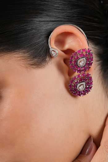Cao Jewellery Purple Stone Embellished Ear Cuffs at Aza Fashions Cao Jewellery_Purple Stone Embellished Ear Cuffs _at_Aza_Fashions