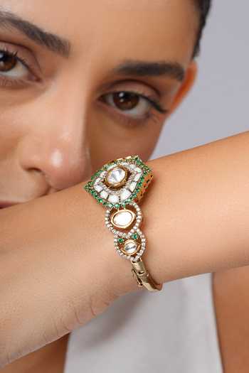 Buy_Cao Jewellery_Green Mother Of Pearl Embellished Bracelet _Online_at_Aza_Fashions