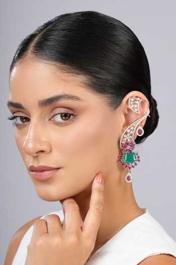 Shop Cao Jewellery Multi Color Embellished Pair Of Ear Cuffs Online at Aza Fashions Shop_Cao Jewellery_Multi Color Embellished Pair Of Ear Cuffs _Online_at_Aza_Fashions