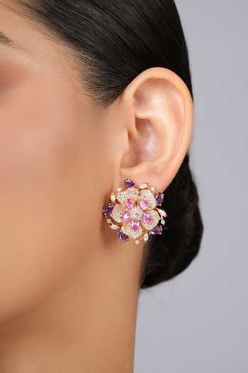 Shop Cao Jewellery Multi Color Twilight Bloom Stud Earrings Online at Aza Fashions Shop_Cao Jewellery_Multi Color Twilight Bloom Stud Earrings _Online_at_Aza_Fashions