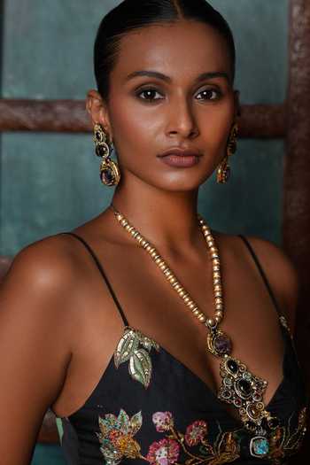Cao Jewellery Firestone Mala Embellished Pendant Necklace Set 