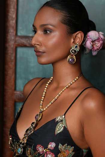 Cao Jewellery Multi Color Firestone Mala Embellished Pendant Necklace Set Online at Aza Fashions Cao Jewellery_Multi Color Firestone Mala Embellished Pendant Necklace Set _Online_at_Aza_Fashions