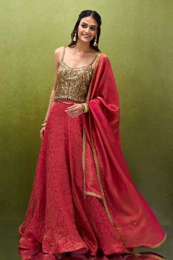 Samyukta Singhania Geometric Woven Lehenga Set 