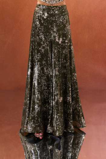 Shop Samyukta Singhania Green Lycra, Net Sequins Sweetheart Neck Embroidered Blouse Palazzo Set Shop_Samyukta Singhania_Green Lycra, Net Sequins Sweetheart Neck Embroidered Blouse Palazzo Set