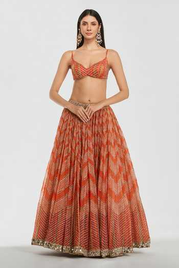 Abhinav Mishra Mirror Work Bordered Lehenga Set 