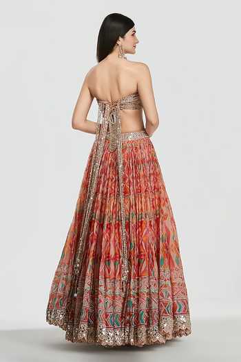 Abhinav Mishra Geometric Print Lehenga & Blouse Set 