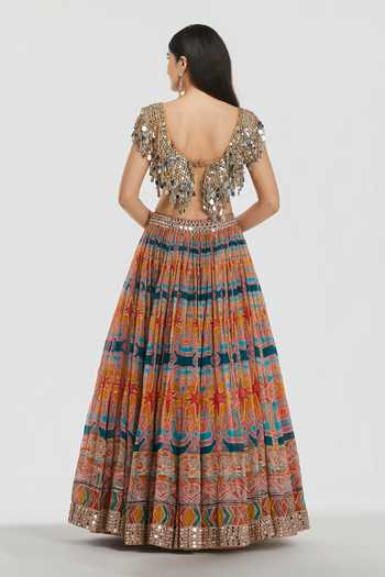 Abhinav Mishra Mirror Work Blouse & Lehenga Set 