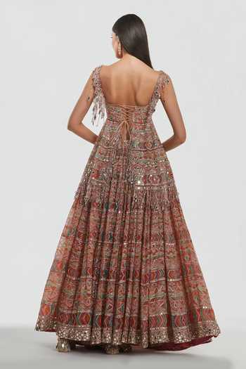 Abhinav Mishra Mirror Work Peplum Top & Lehenga Set 