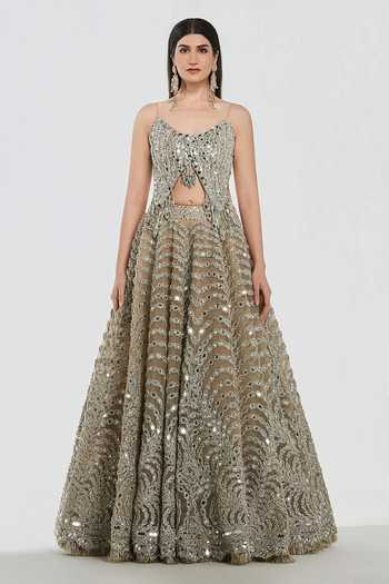 Abhinav Mishra Mirror Work Blouse & Lehenga Set 