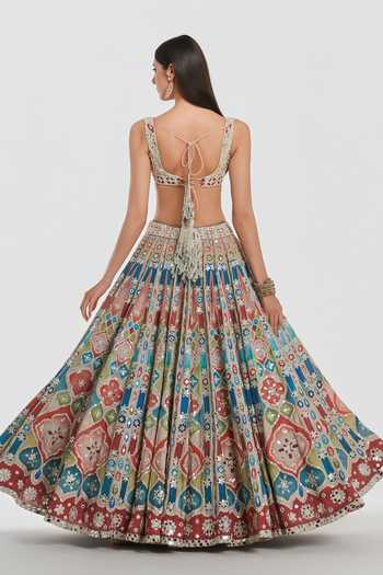 Abhinav Mishra Mirror Work Flared Lehenga Set 