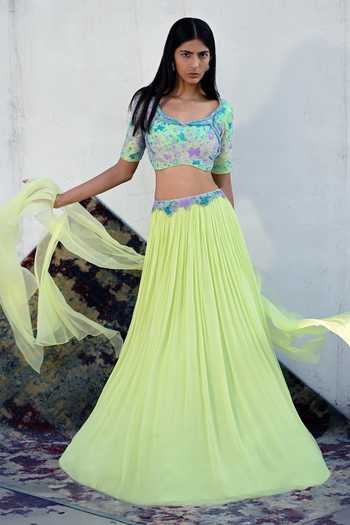Vrinda Soni The Garden Embroidered Blouse Lehenga Set 