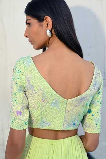 Vrinda Soni The Garden Embroidered Blouse Lehenga Set 