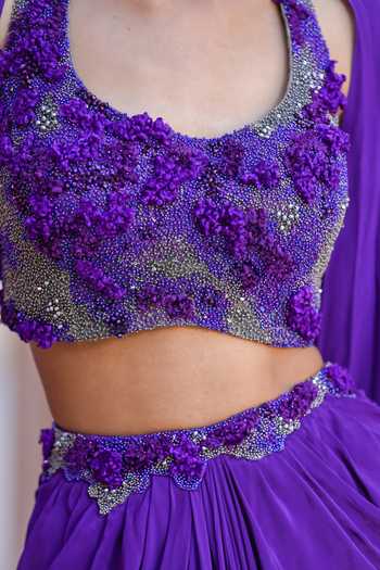 Shop Vrinda Soni Purple Crepe Sweetheart Neck The Lichen Cape And Skirt Set Online at Aza Fashions Shop_Vrinda Soni_Purple Crepe Sweetheart Neck The Lichen Cape And Skirt Set _Online_at_Aza_Fashions