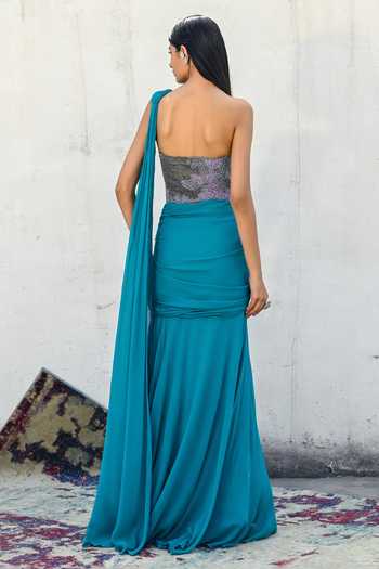 Vrinda Soni The Mineral Pre-Draped Saree Skirt Set 