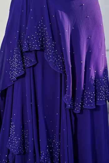 Vrinda Soni Purple Satin, Georgette Bandeau Neck Ore Embroidered Corset Skirt Set Online at Aza Fashions Vrinda Soni_Purple Satin, Georgette Bandeau Neck Ore Embroidered Corset Skirt Set _Online_at_Aza_Fashions