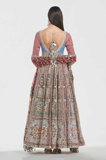 Abhinav Mishra Chanderi Embroidered Anarkali With Dupatta 