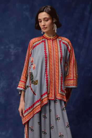 Shop Verb By Pallavi Singhee Sky Blue Georgette Mandarin Collar Embroidered Cape And Pant Set Online at Aza Fashions Shop_Verb By Pallavi Singhee_Sky Blue Georgette Mandarin Collar Embroidered Cape And Pant Set _Online_at_Aza_Fashions