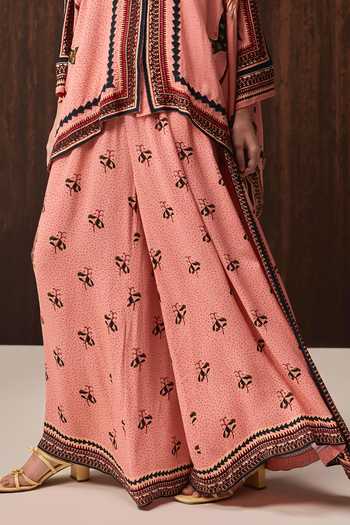 Shop Verb By Pallavi Singhee Pink Georgette Mandarin Collar Printed Cape And Pant Set Online at Aza Fashions Shop_Verb By Pallavi Singhee_Pink Georgette Mandarin Collar Printed Cape And Pant Set _Online_at_Aza_Fashions