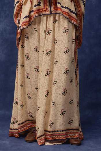 Buy Verb By Pallavi Singhee Beige Georgette Round Neck Floral Print Cape And Skirt Set Online at Aza Fashions Buy_Verb By Pallavi Singhee_Beige Georgette Round Neck Floral Print Cape And Skirt Set _Online_at_Aza_Fashions