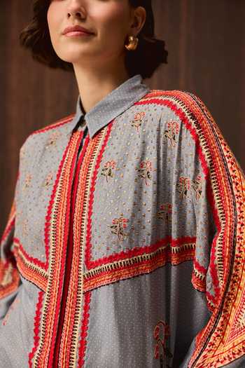 Buy Verb By Pallavi Singhee Blue Georgette Collared Neck Embroidered Shirt And Joggers Set Online at Aza Fashions Buy_Verb By Pallavi Singhee_Blue Georgette Collared Neck Embroidered Shirt And Joggers Set _Online_at_Aza_Fashions