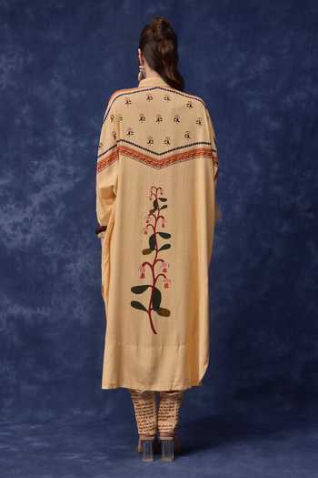 Verb By Pallavi Singhee Embroidered Shirt & Newspaper-Print Joggers Set 