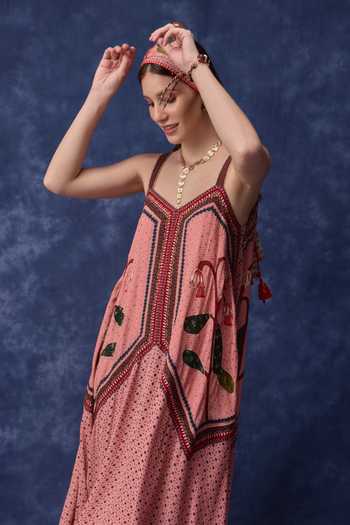 Buy Verb By Pallavi Singhee Pink Georgette V-neck Heritage Folklore Embroidered Dress Online at Aza Fashions Buy_Verb By Pallavi Singhee_Pink Georgette V-neck Heritage Folklore Embroidered Dress _Online_at_Aza_Fashions