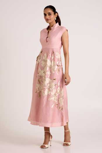 Madder Much Ice Pink Paiva Soft Bloom Midi Dress 