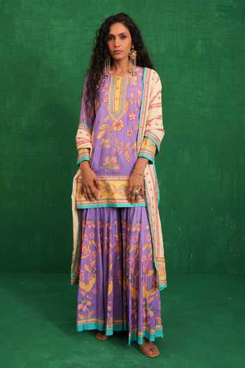 Swati Vijaivargie Purple & Ivory Butterfly Sharara Set 