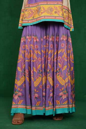 Buy_Swati Vijaivargie_Purple Silk Round Neck And Ivory Butterfly Sharara Set _Online_at_Aza_Fashions