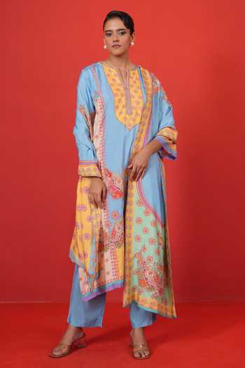 Swati Vijaivargie Blue Multi Panel Kurta Set 