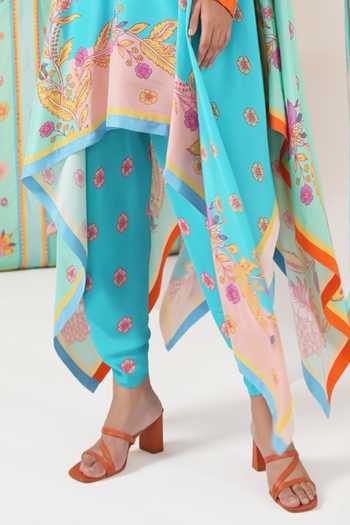 Swati Vijaivargie_Multi Color Silk Butterfly Cape And Dhoti Pant Set _Online_at_Aza_Fashions