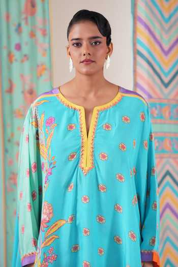 Buy_Swati Vijaivargie_Multi Color Silk Butterfly Cape And Dhoti Pant Set _Online_at_Aza_Fashions