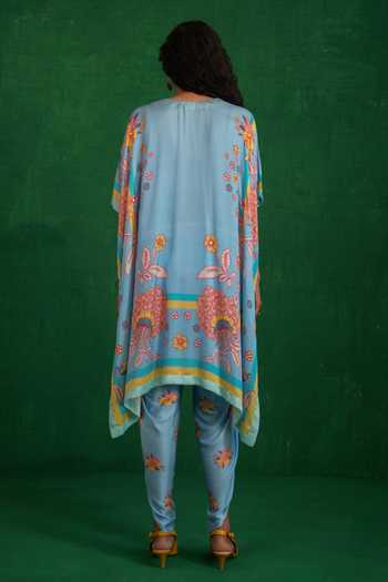Swati Vijaivargie Butterfly Blue Poncho & Dhoti Pant Set 