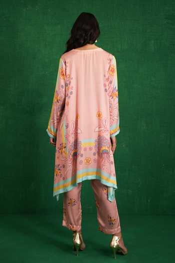 Swati Vijaivargie Butterfly Pink Poncho & Dhoti Pant Set 