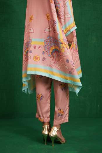 Buy Swati Vijaivargie Pink Satin, Modal, Bemberg Embroidery, Butterfly Poncho And Dhoti Pant Set Online at Aza Fashions Buy_Swati Vijaivargie_Pink Satin, Modal, Bemberg Embroidery, Butterfly Poncho And Dhoti Pant Set _Online_at_Aza_Fashions